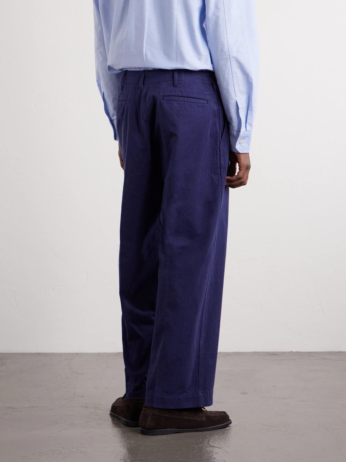 Beams Plus - Straight-leg Herringbone Cotton Trousers - Men - Blue - S 