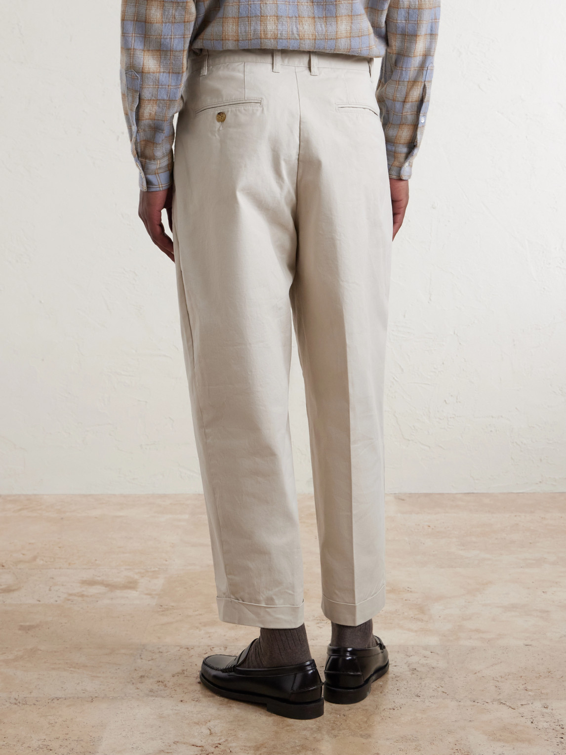  Beams Plus - Tapered Pleated Cotton-blend Twill Trousers - Men - Neutrals - S 