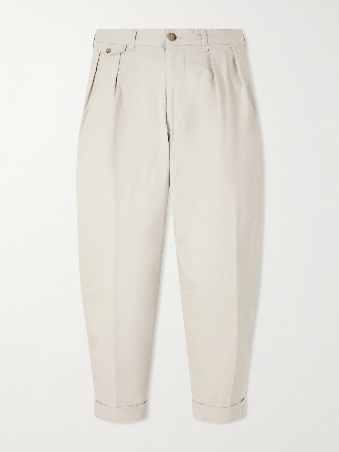 Beams Plus Pleated Tapered Cotton-Blend Twill Trousers - Men