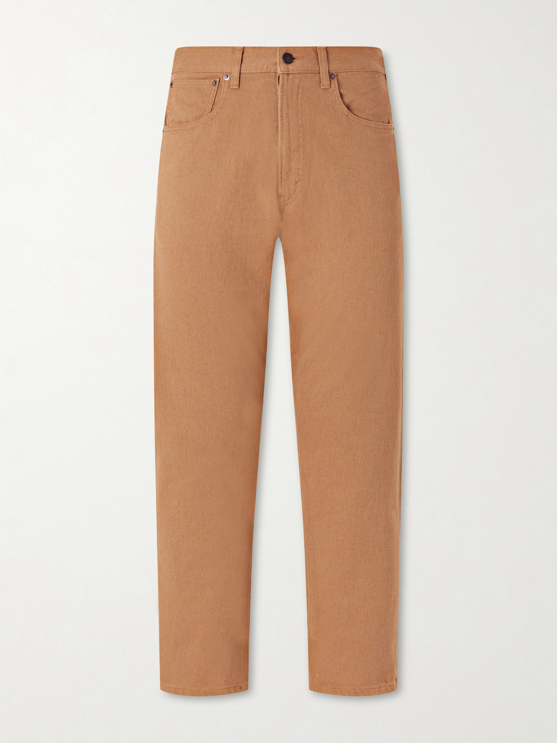 Beams Straight-leg Piqué Cotton Trousers In Brown
