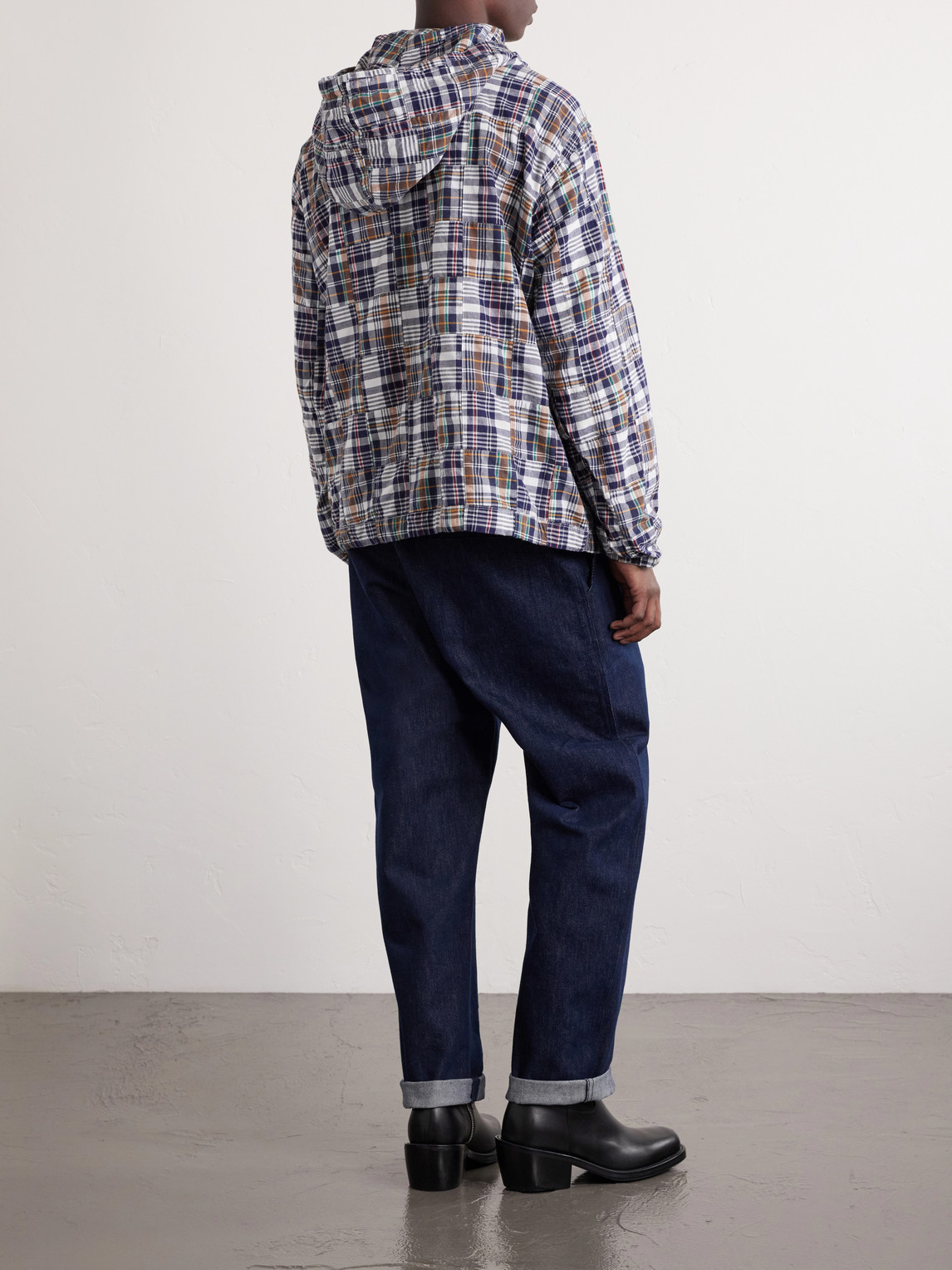 Beams Patchwork Checked Cotton Jacket In Multi