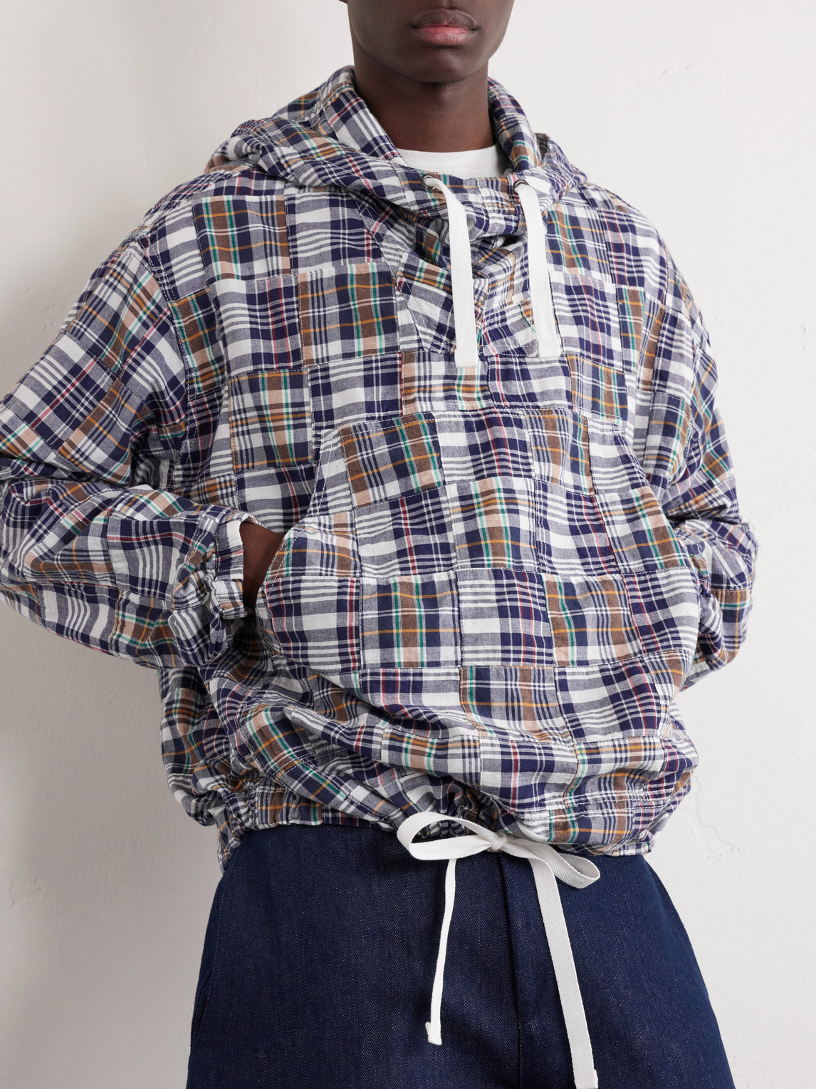 Beams Patchwork Checked Cotton Jacket In Multi