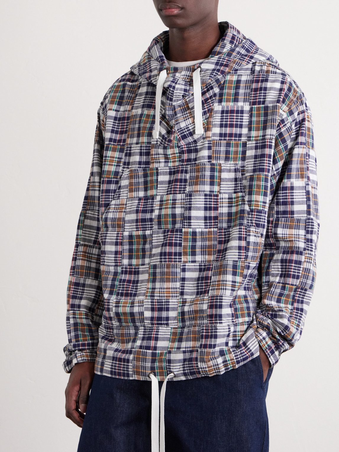 Beams Patchwork Checked Cotton Jacket In Multi