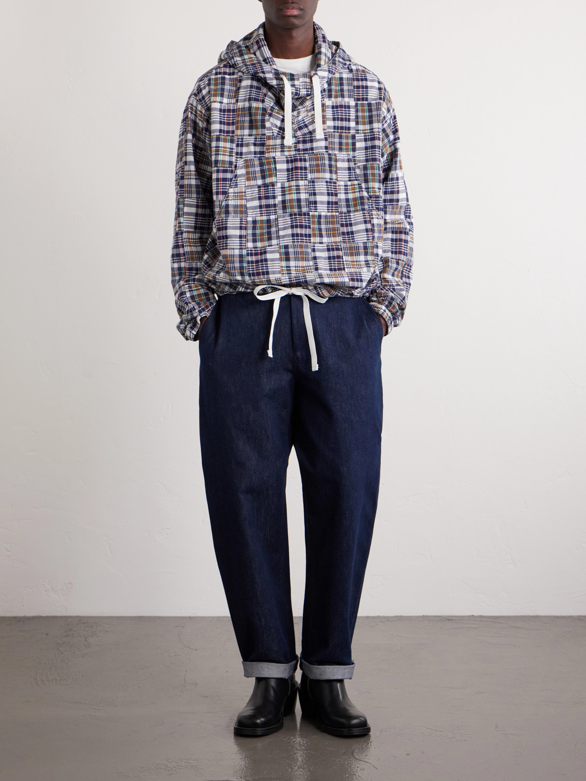 Beams Patchwork Checked Cotton Jacket In Multi