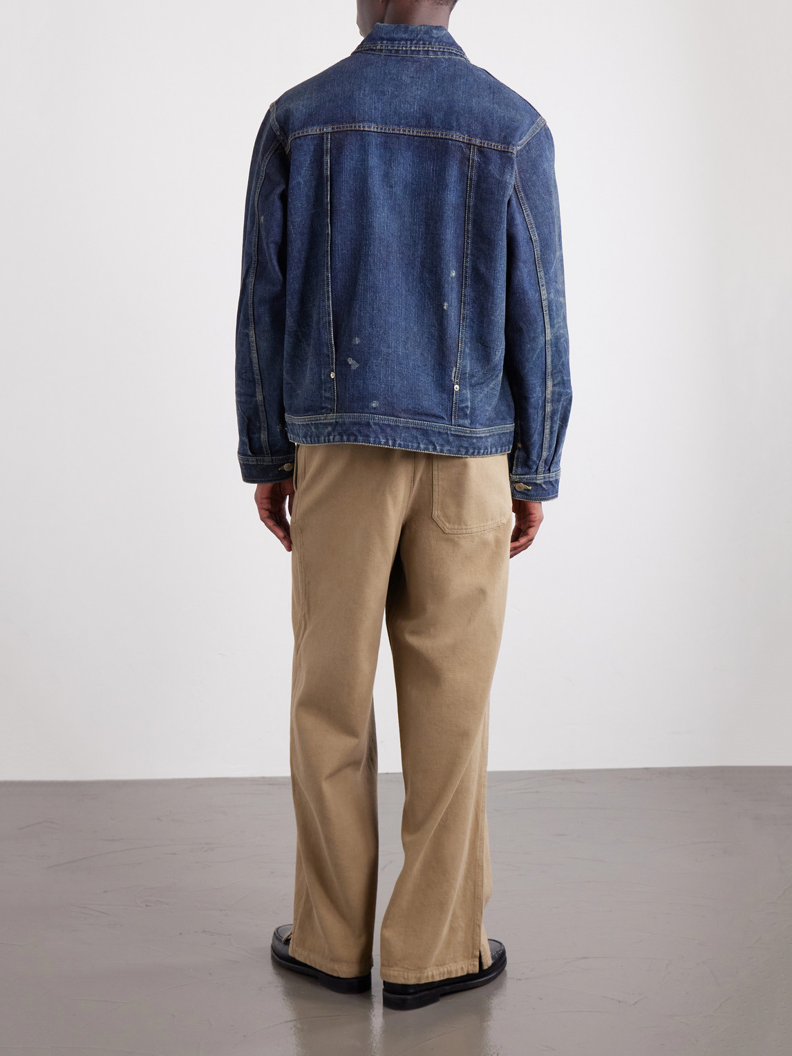 Beams Digger Distressed Denim Jacket In Blue