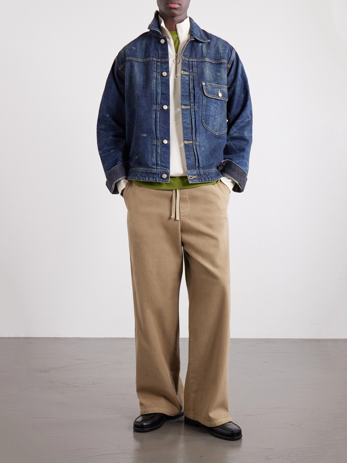 Beams Digger Distressed Denim Jacket In Blue
