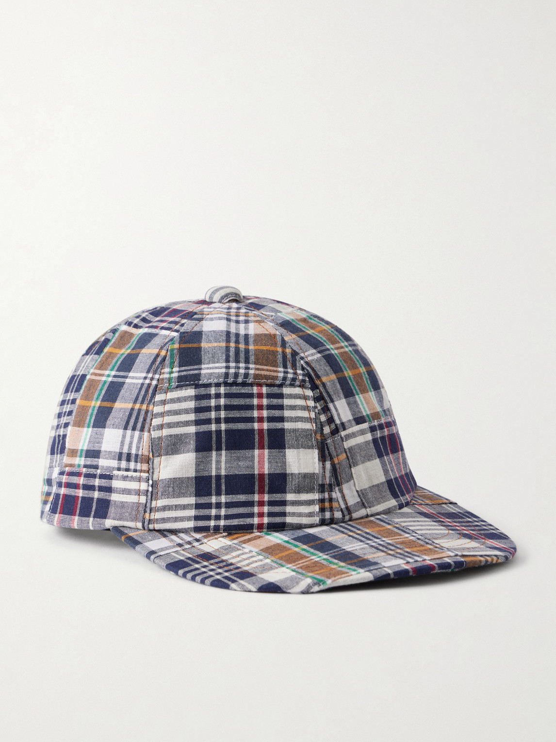 Beams Madras Patchwork Cotton Baseball Cap In Brown