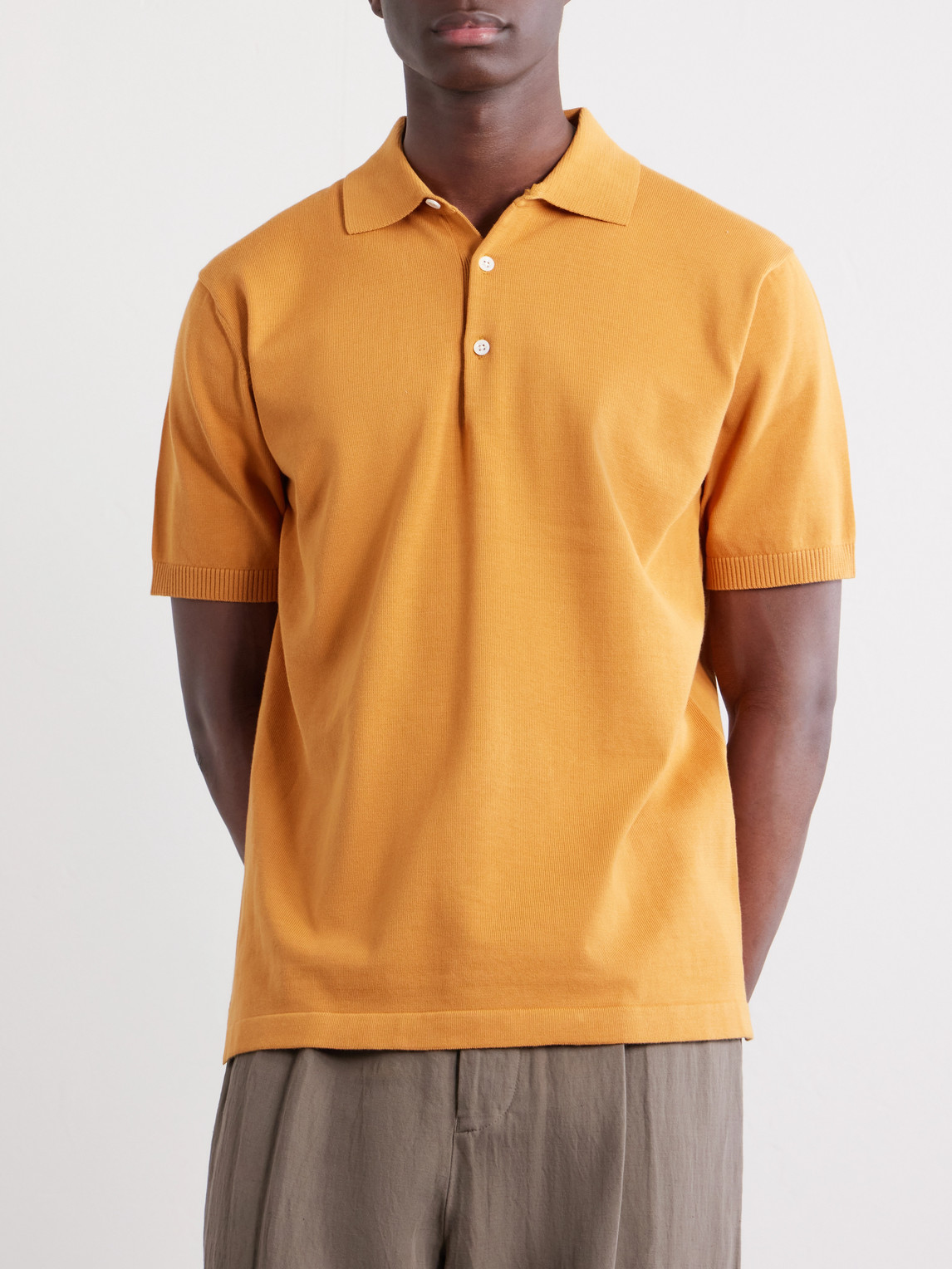  Beams Plus - Cotton Polo Shirt - Men - Orange - S 