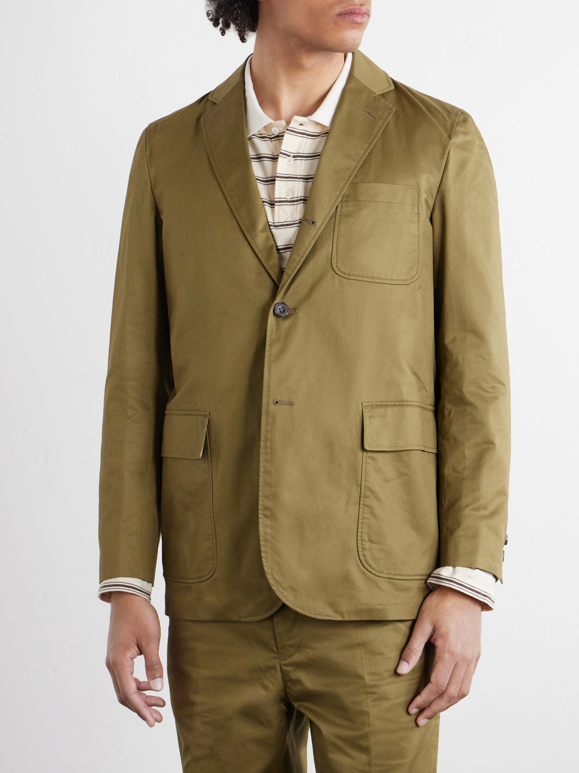  Beams Plus - 3b Cotton-twill Suit Jacket - Men - Green - S 