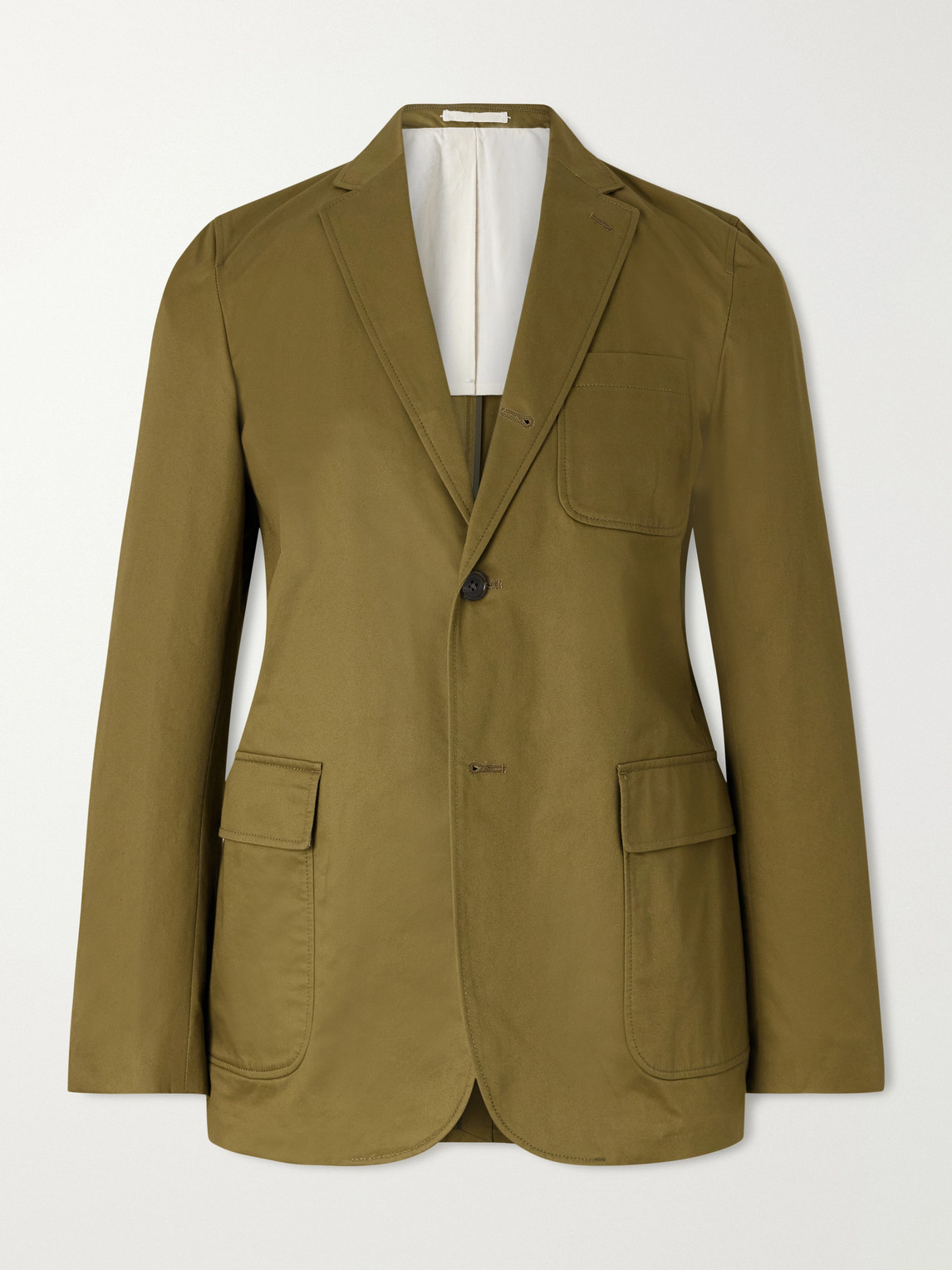 Beams 3b Cotton-twill Suit Jacket In Green
