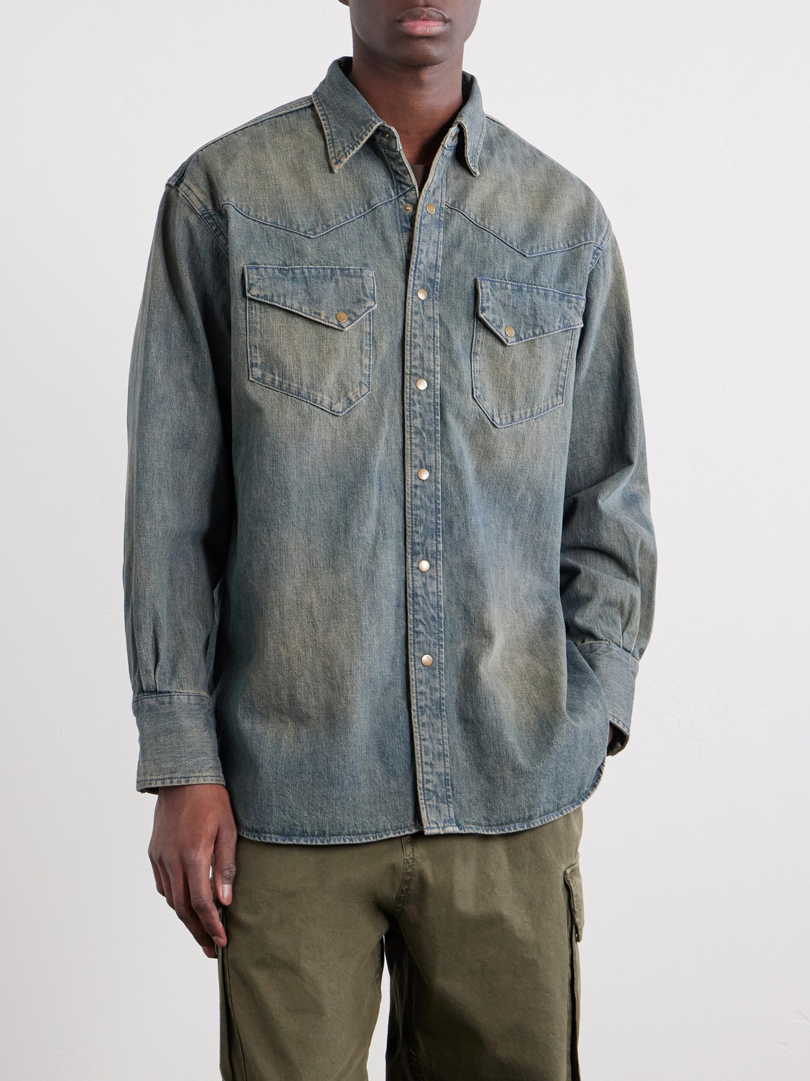  Beams Plus - Western Double Dye Denim Shirt - Men - Blue - S 
