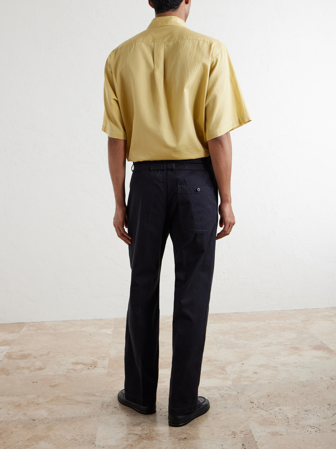Buckleback Straight-Leg Cotton-Gabardine Suit Trousers