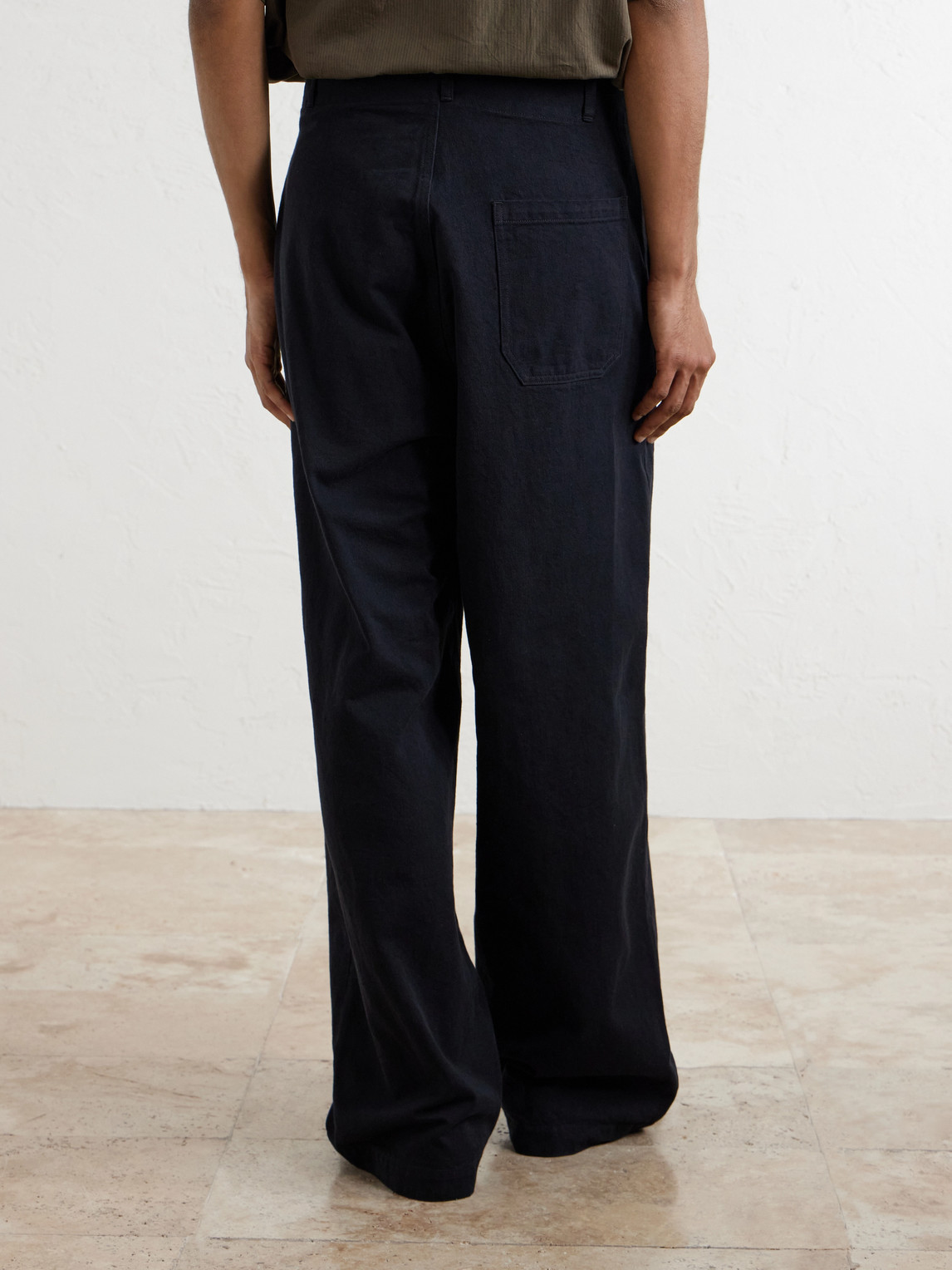 Wide-Leg Cotton-Drill Trousers
