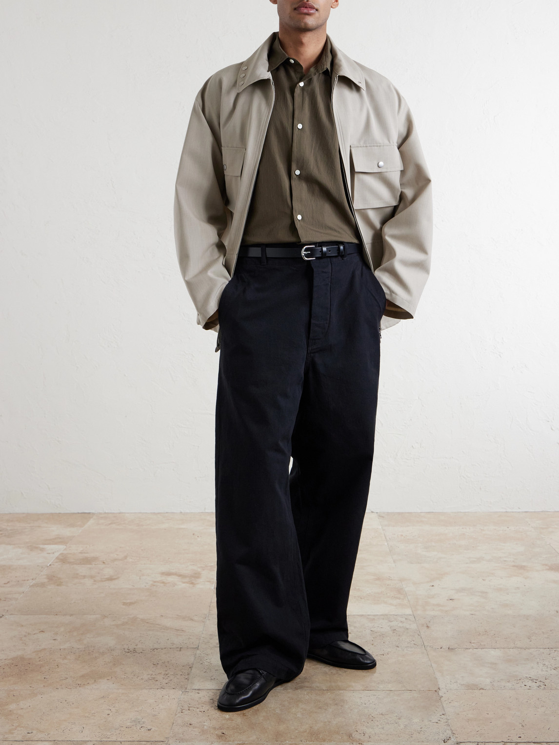 Wide-Leg Cotton-Drill Trousers