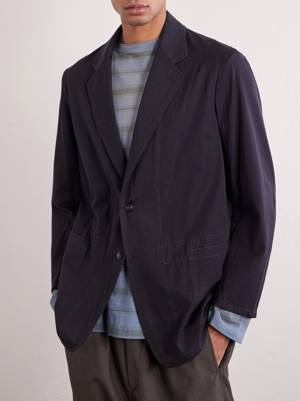  Kaptain Sunshine - Take Easy Cotton Blazer - Men - Blue - 3 