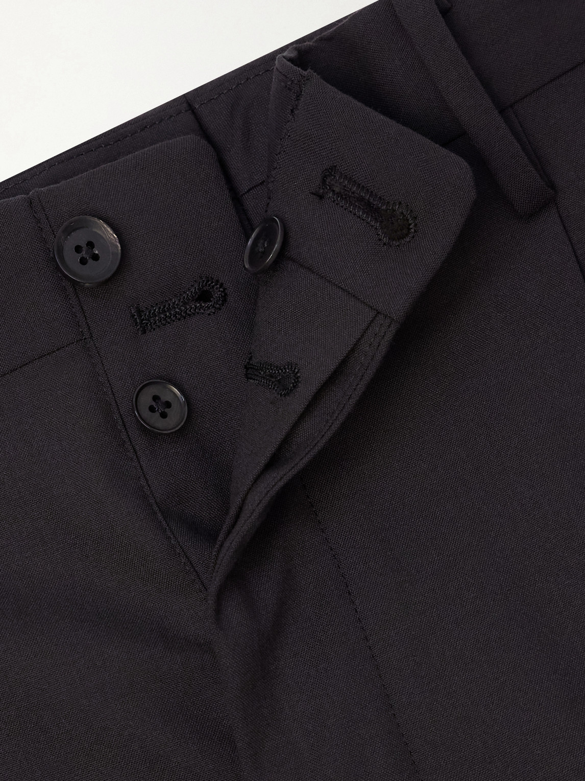 Straight-Leg Pleated Wool