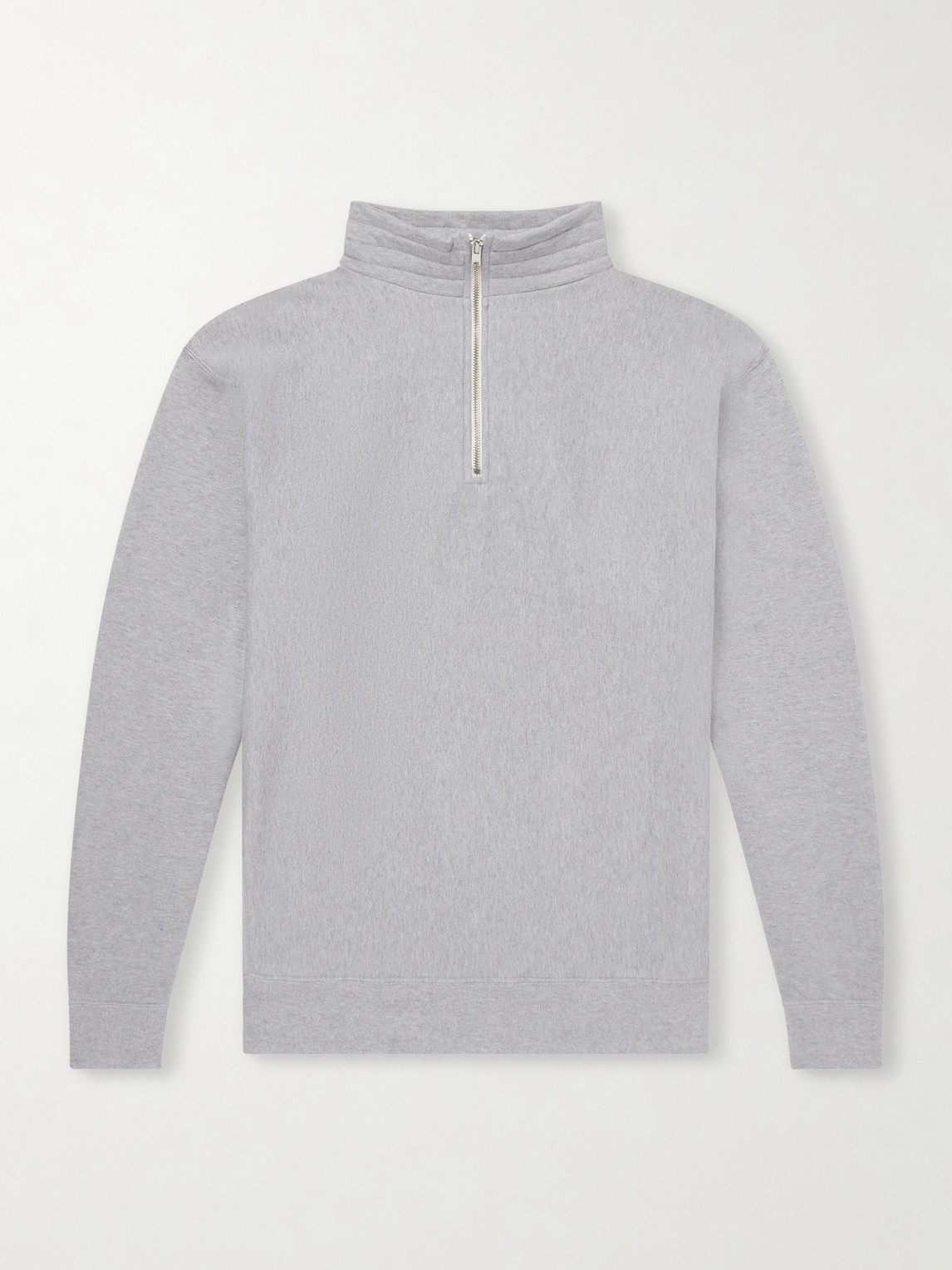 Kaptain Sunshine Suvin Cotton-jersey Half-zip Sweatshirt In Gray
