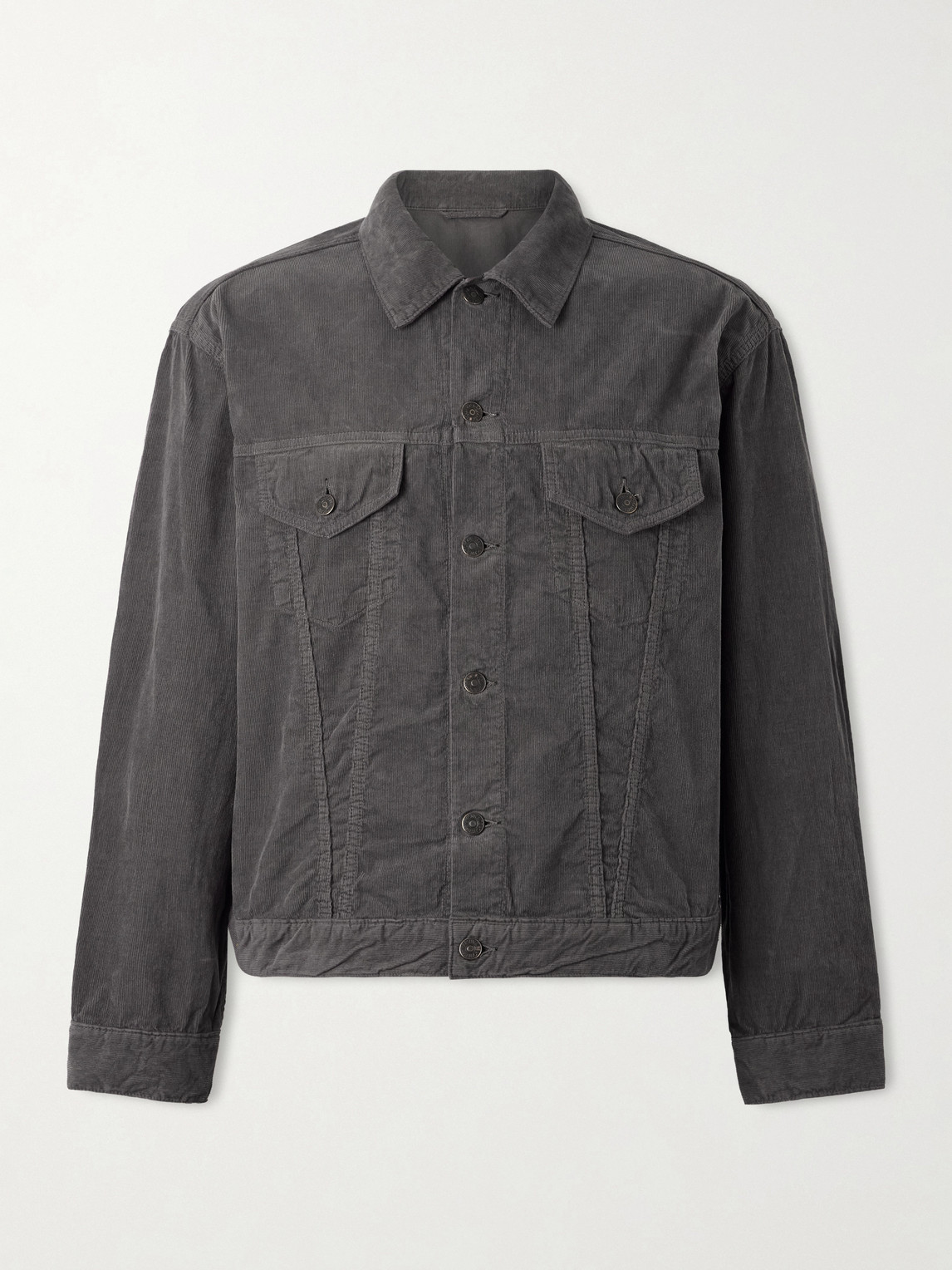 Kaptain Sunshine T-3 Cropped Cotton-corduroy Jacket In Gray