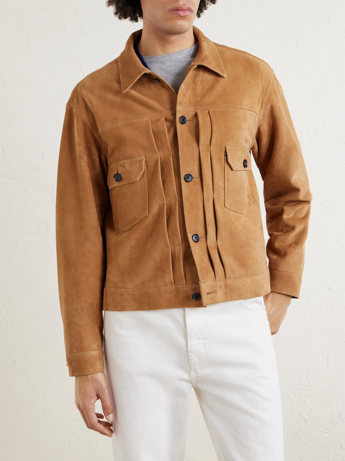  Kaptain Sunshine - T-2 Pleated Suede Jacket - Men - Brown - 2 