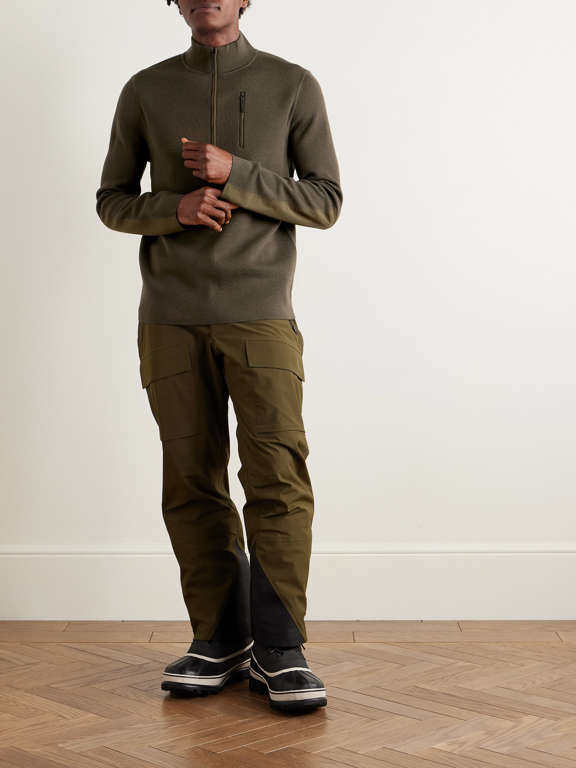 Matterhorn Shell-Trimmed Wool Half-Zip Sweater — 2