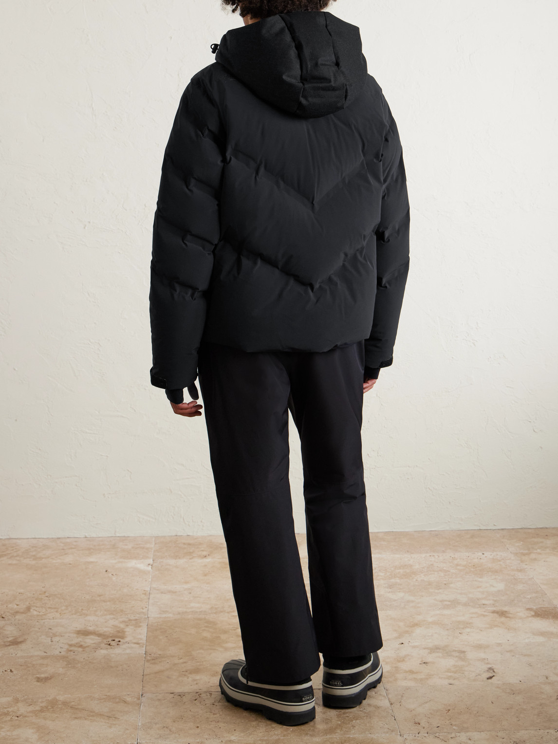 Aztech Mountain Wool-blend Trimmed Shell Down Jacket In Black