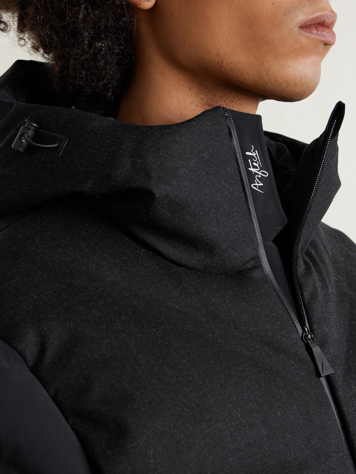 Aztech Mountain Wool-blend Trimmed Shell Down Jacket In Black