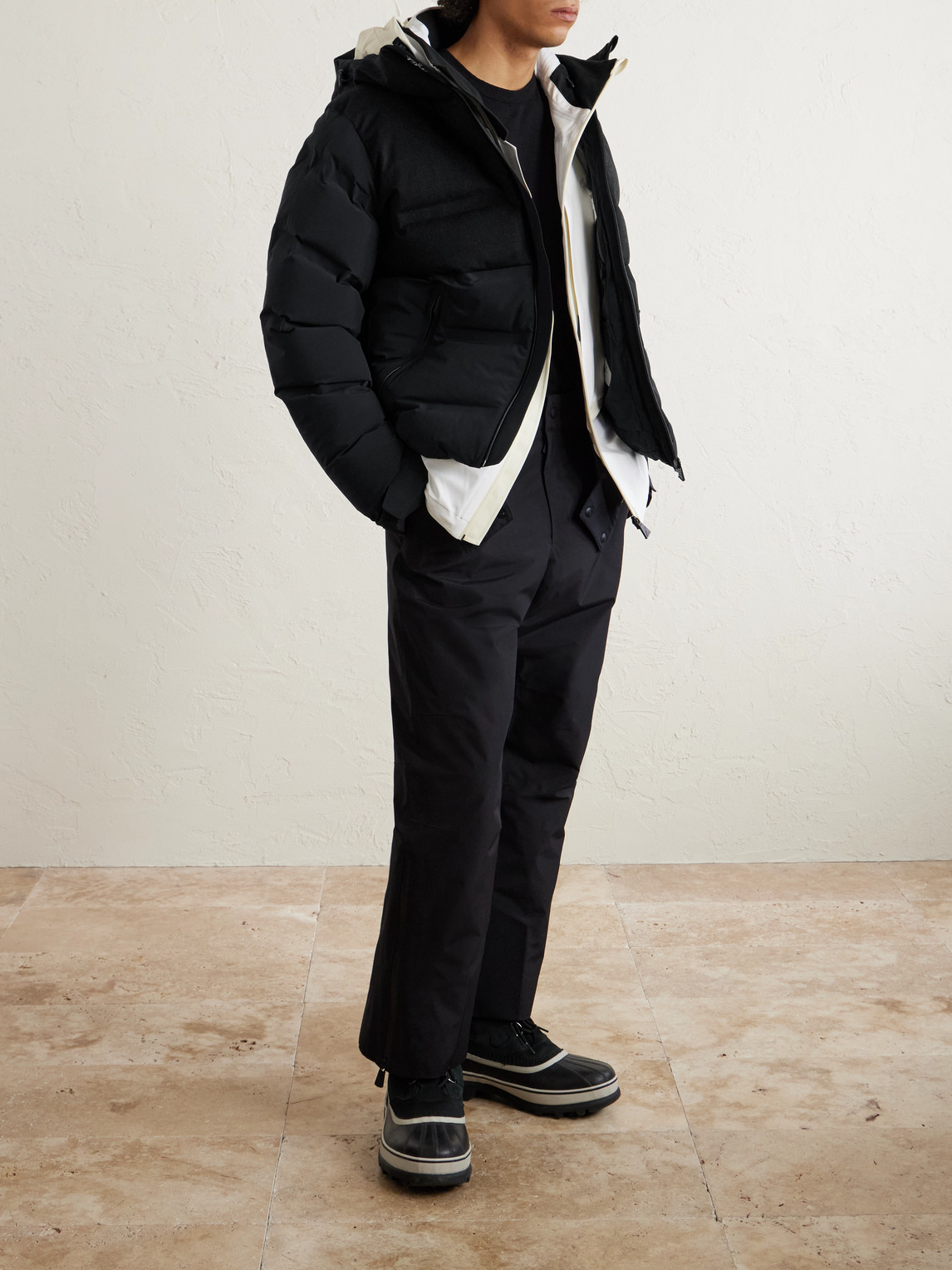 Aztech Mountain Wool-blend Trimmed Shell Down Jacket In Black