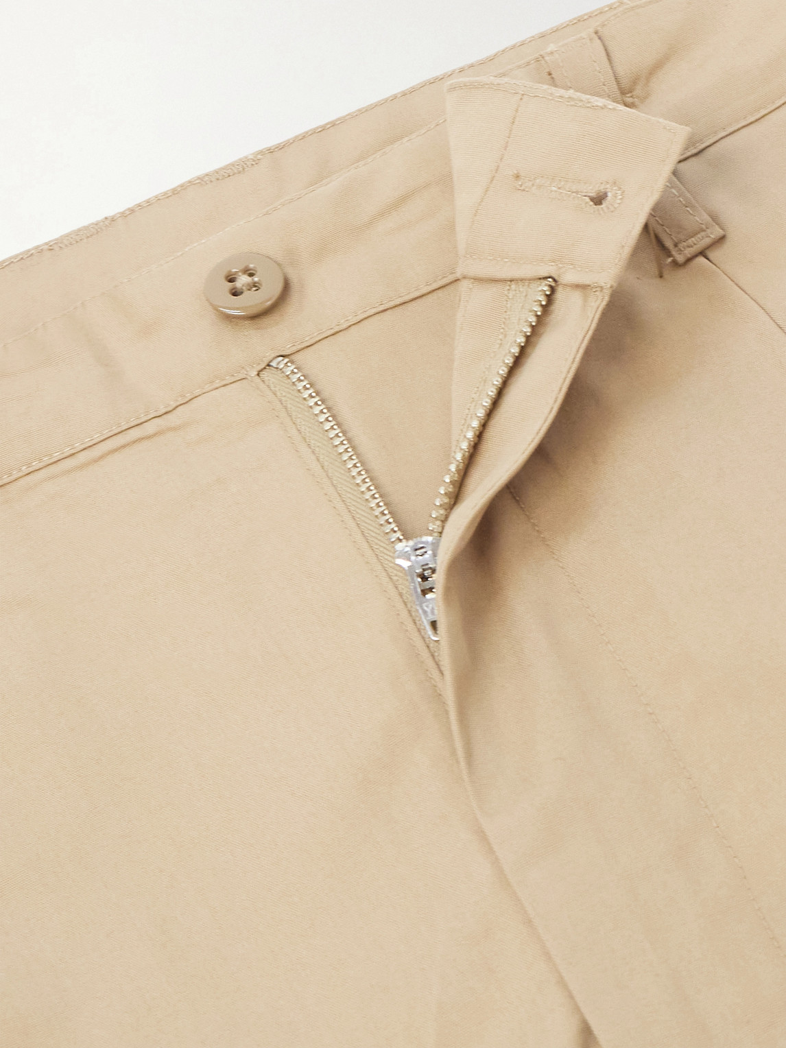 Ekusy Wide-Leg Cropped Pleated Cotton Trousers