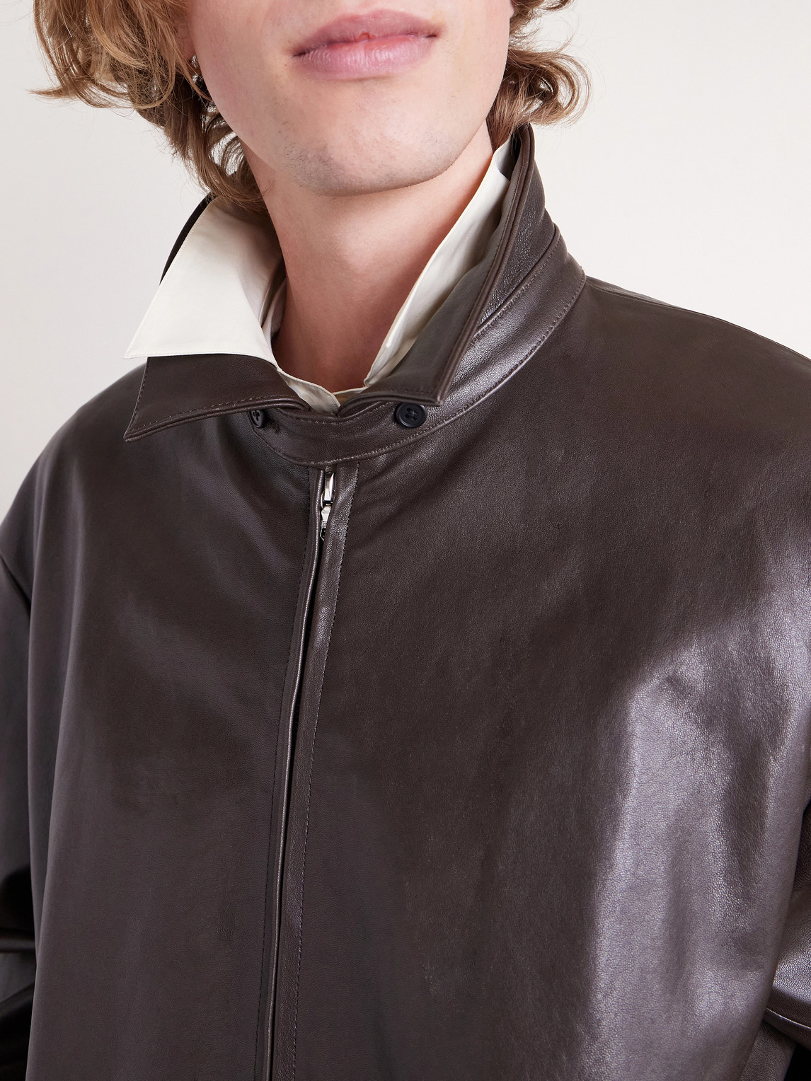 Ssstein Leather Jacket In Brown