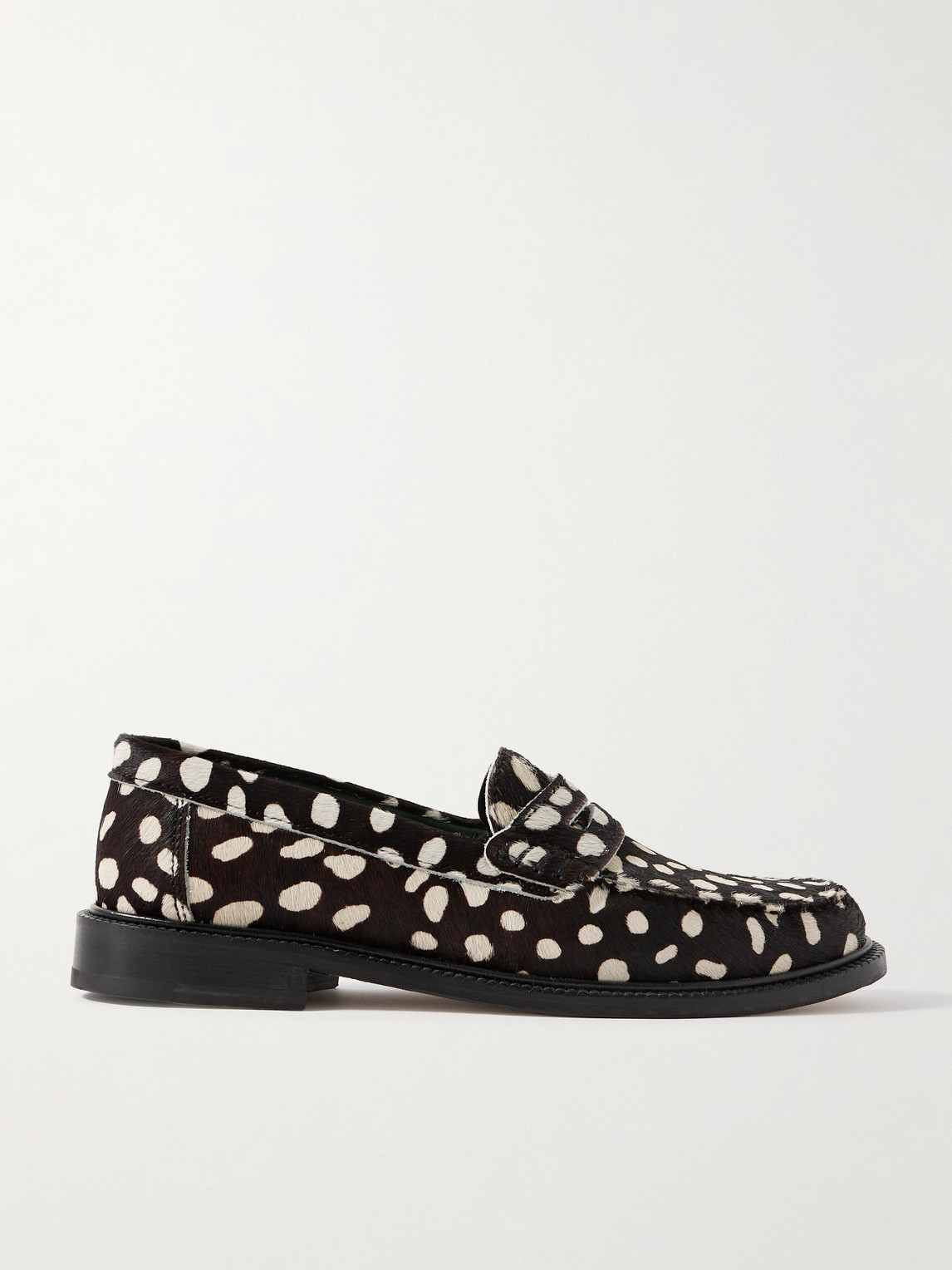 Vinny's Yardee Printed Calf Hair Penny Loafers In Black