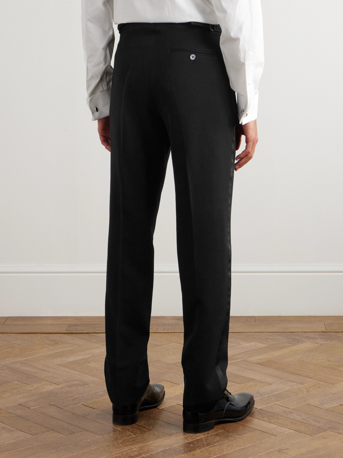  Favourbrook - Hampton Straight-leg Grosgrain-trimmed Wool-twill Tuxedo Trousers - Men - Black - Uk/us 34 