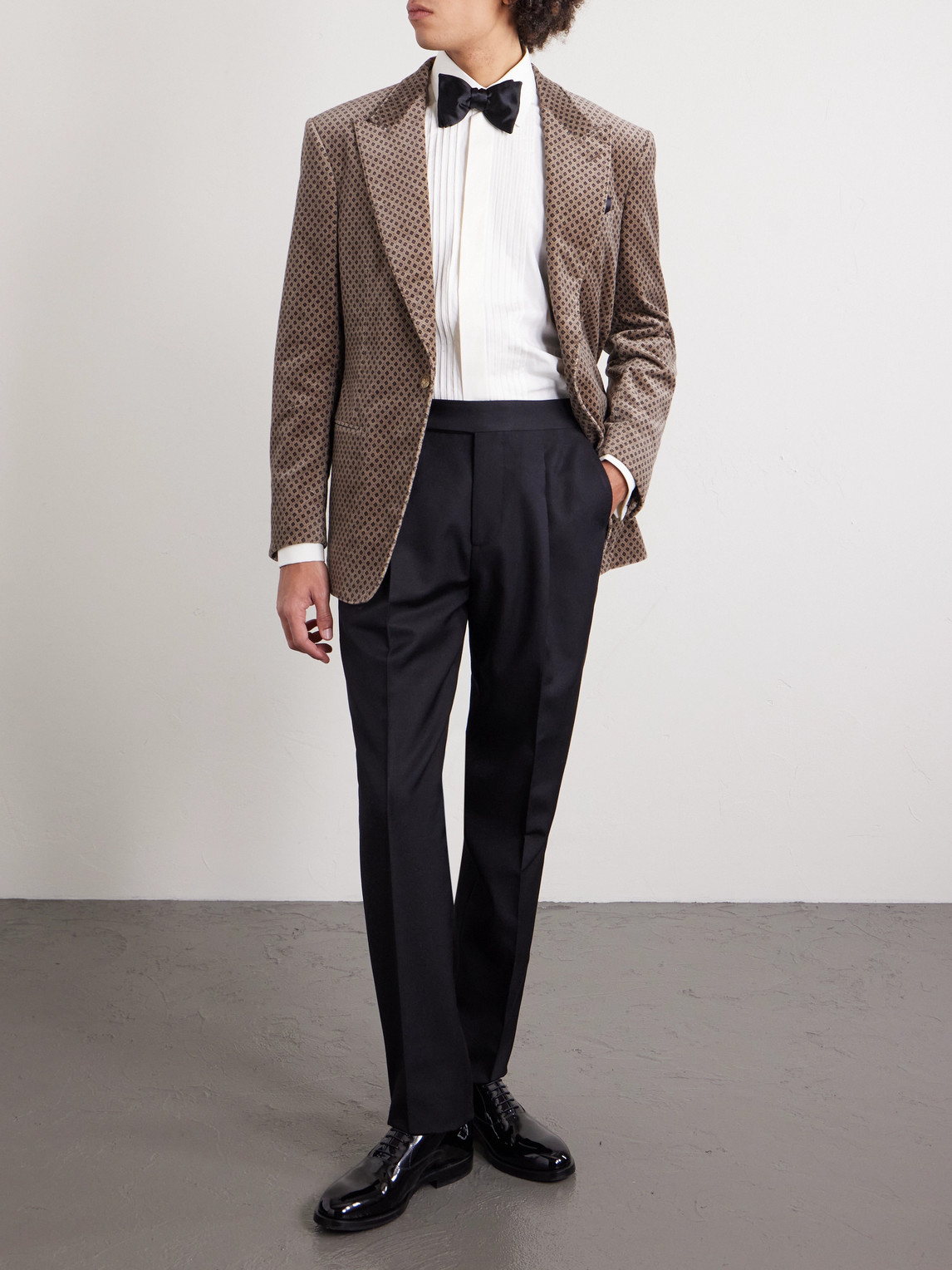 Classic-Collar Pintucked Cotton-Poplin Tuxedo Shirt
