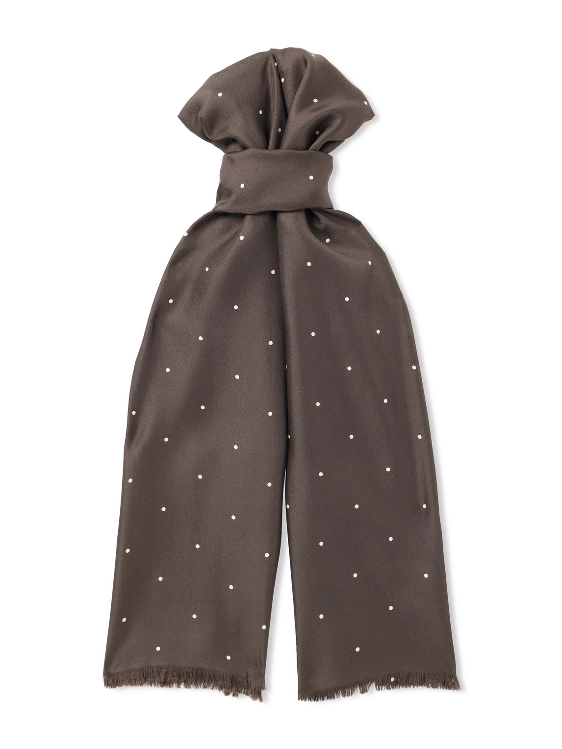 Favourbrook Polka-dot Silk-twill Scarf In Brown