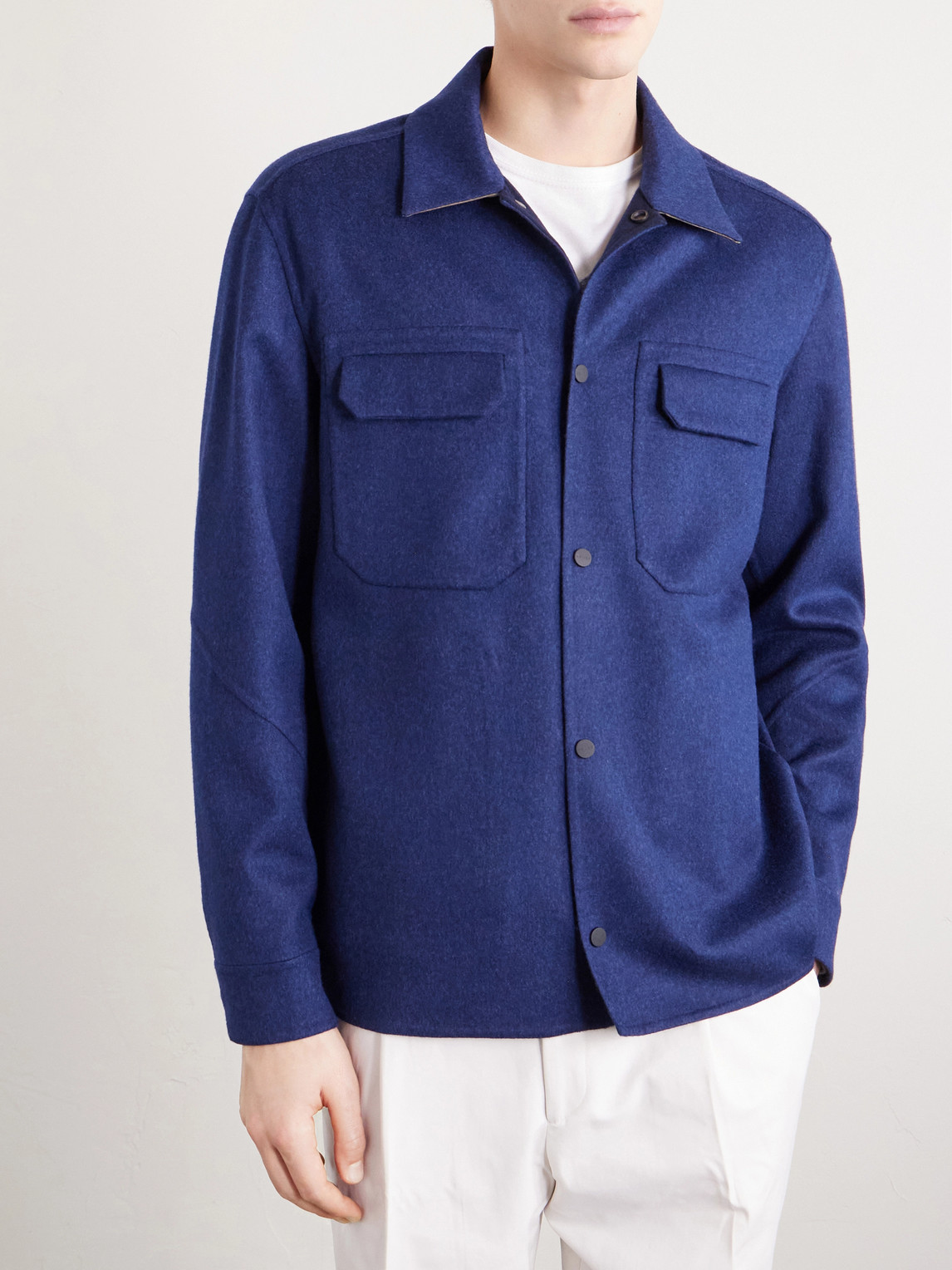 Sease Wool-blend Overshirt In Blue