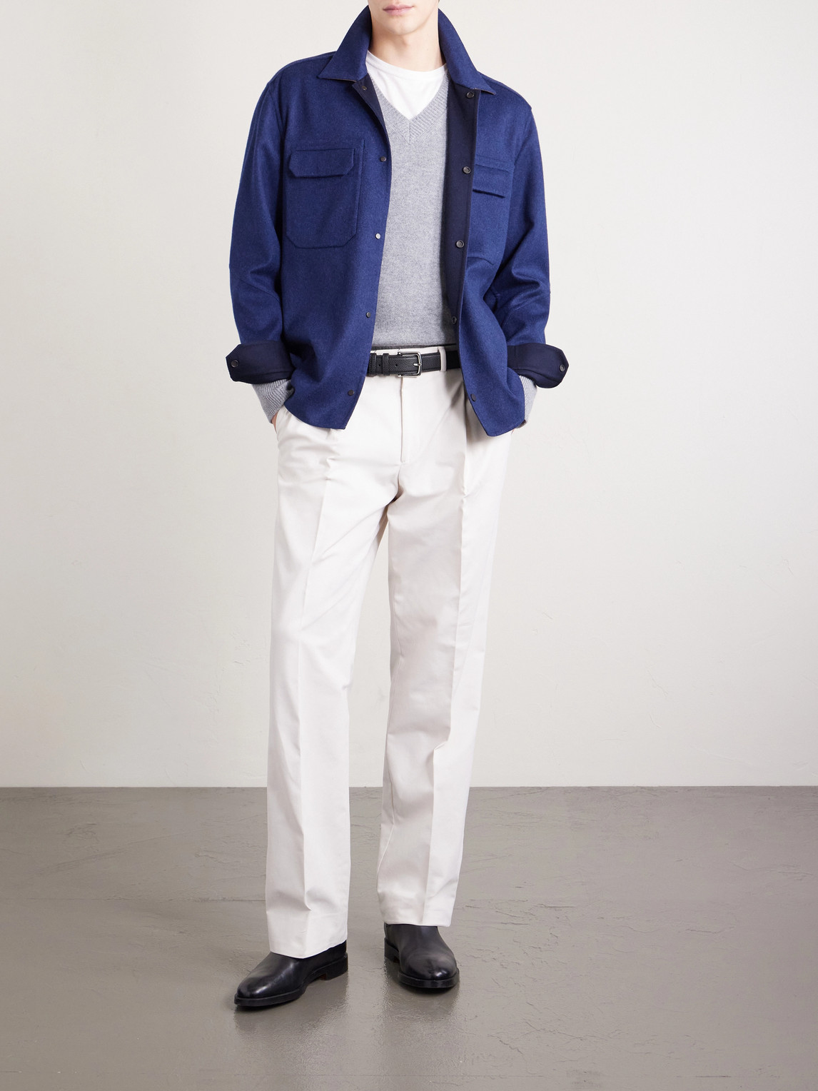 Sease Wool-blend Overshirt In Blue