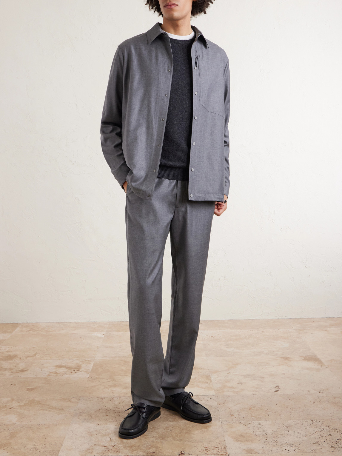Summer Mindset Straight-Leg Virgin Wool Drawstring Trousers