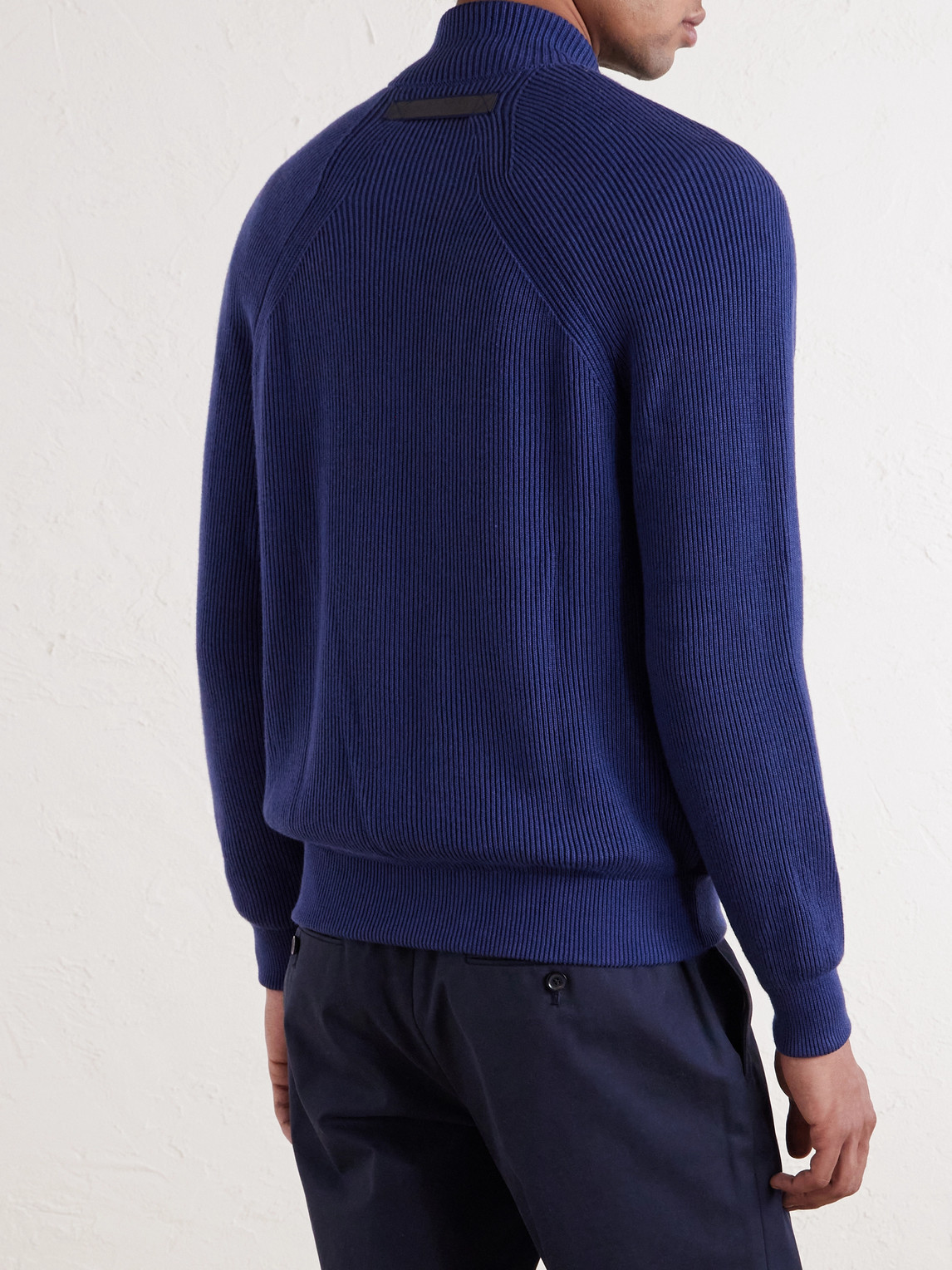  Sease - Suede And Ribbed Cotton And Cashmere-blend Bomber Jacket - Men - Blue - M 
