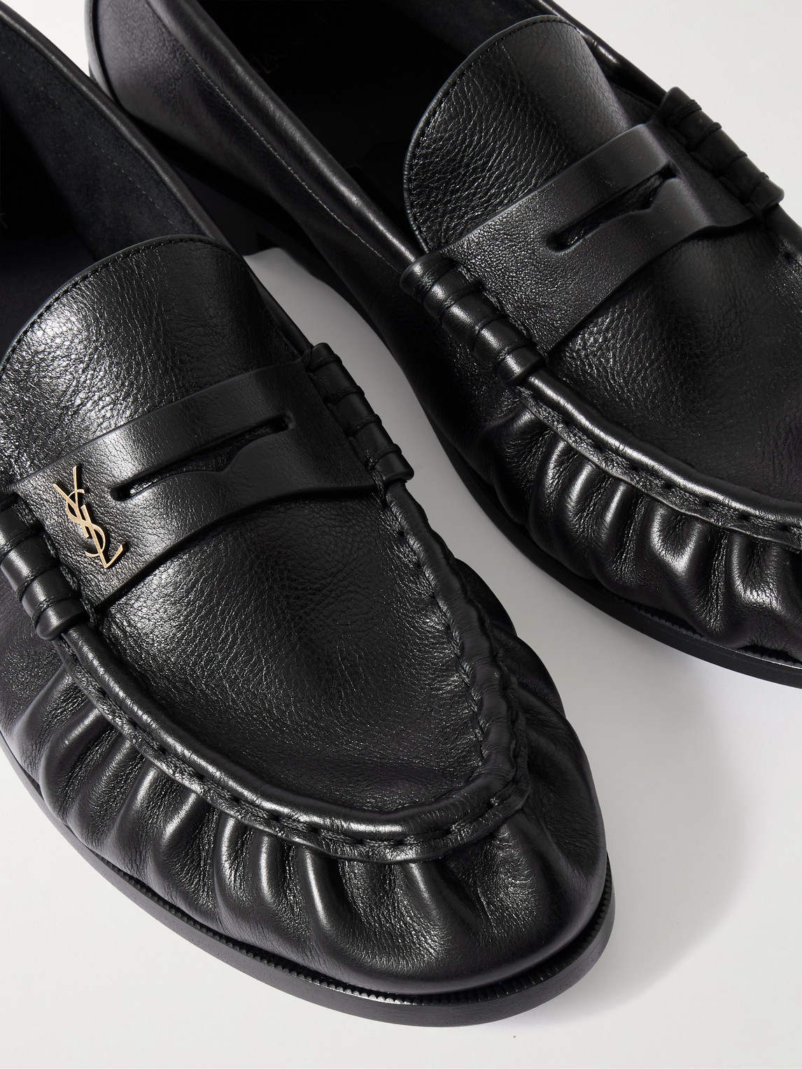 Saint Laurent Le Loafer Loafers In Polished Wrinkled Leather In Black