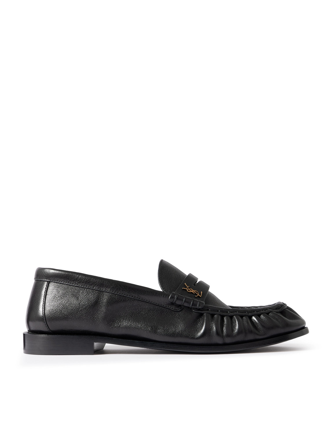 Saint Laurent Le Loafer Monogram Logo-appliquéd Leather Penny Loafers In Black