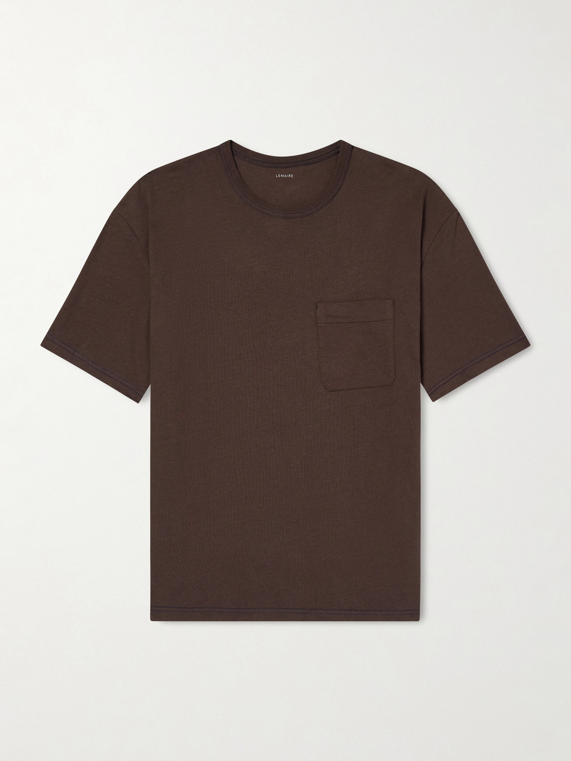 Lemaire Short-sleeved Boxy T-shirt In Heavy Jersey In Brown
