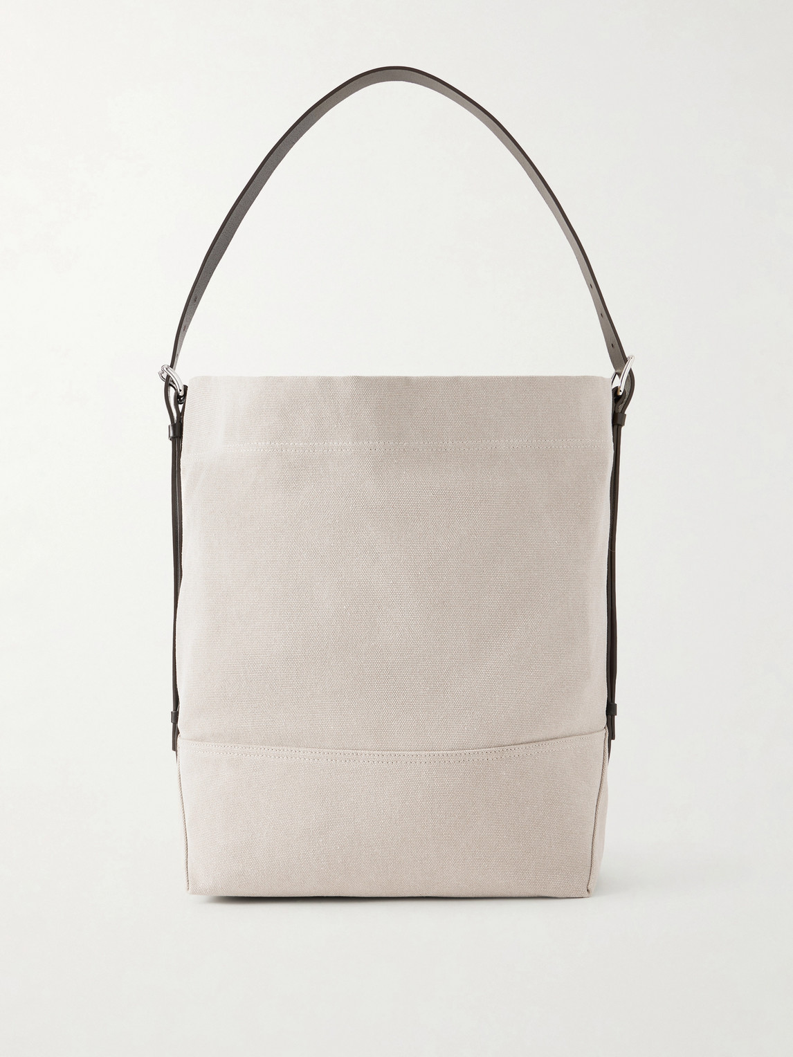 Lemaire Leather-trimmed Cotton-canvas Tote Bag In Neutral