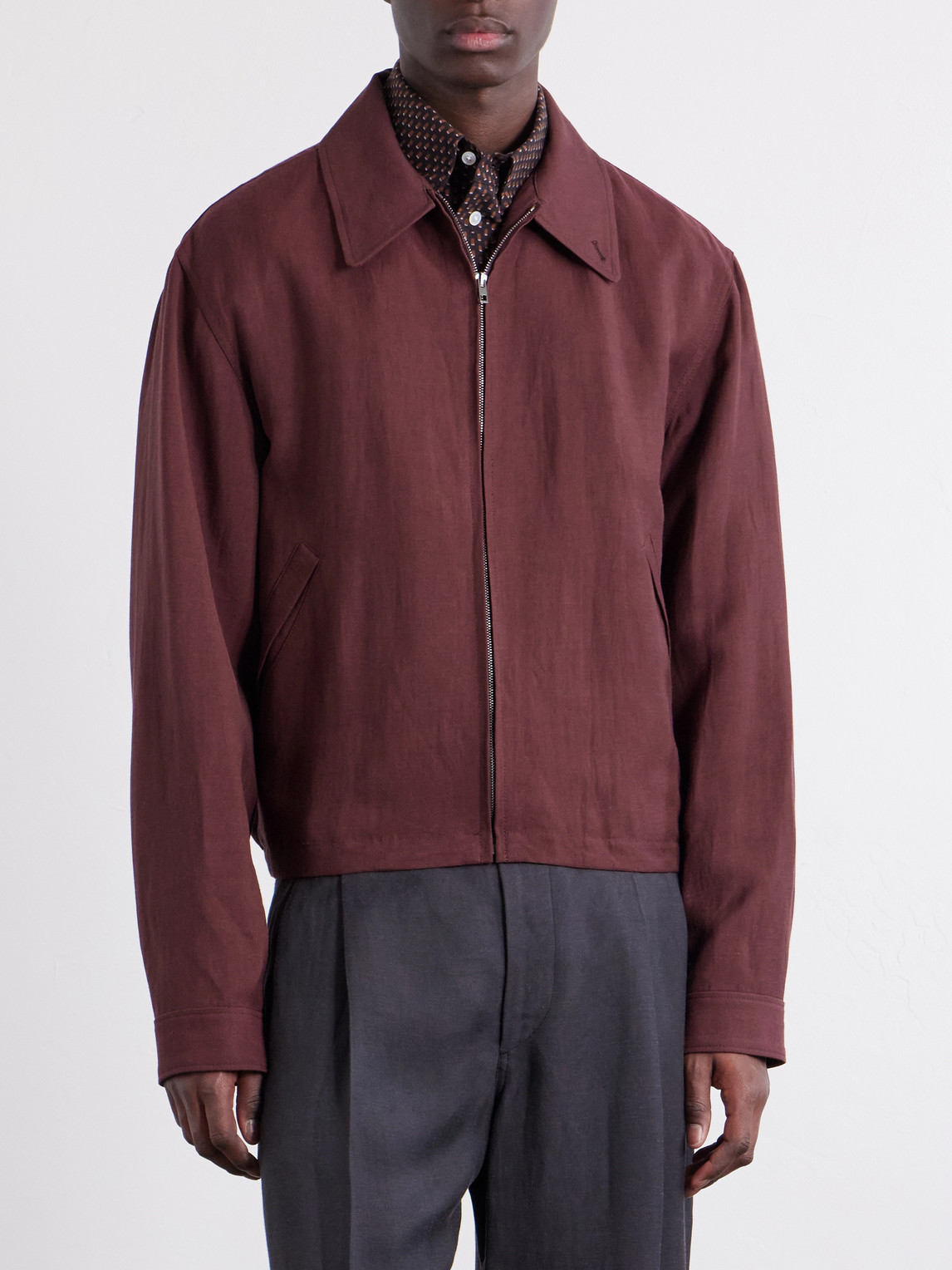  Lemaire - Gabardine Blouson Jacket - Men - Burgundy - It 52 