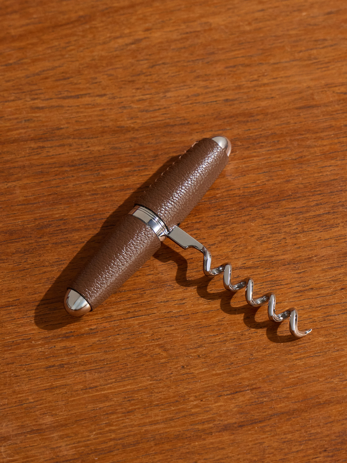 Dunhill Leather-trimmed Steel Corkscrew In Brown