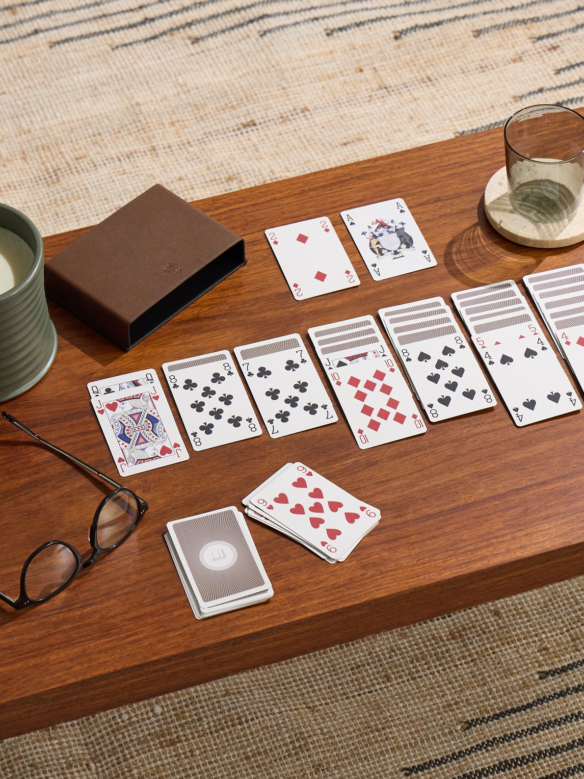 Logo-Debossed Leather Playing Card Set — 2