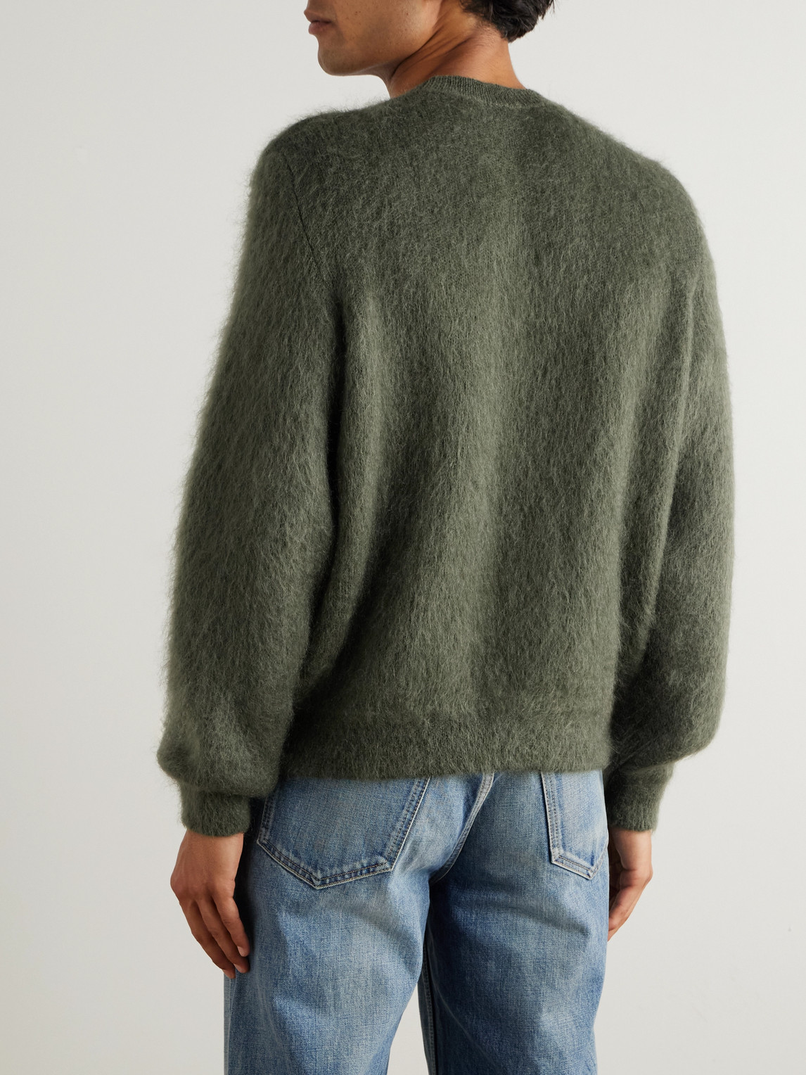 Saint Laurent Slim-fit Mohair-blend Sweater In Green