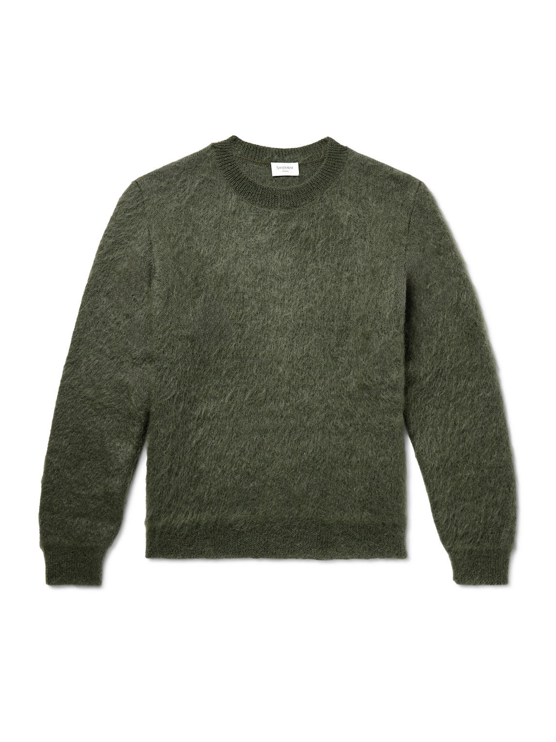 Saint Laurent Slim-fit Mohair-blend Sweater In Green