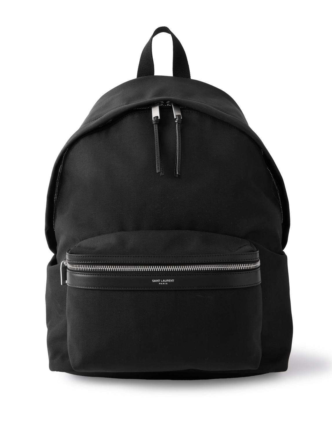 Saint Laurent City Leather-trimmed Canvas Backpack In Black
