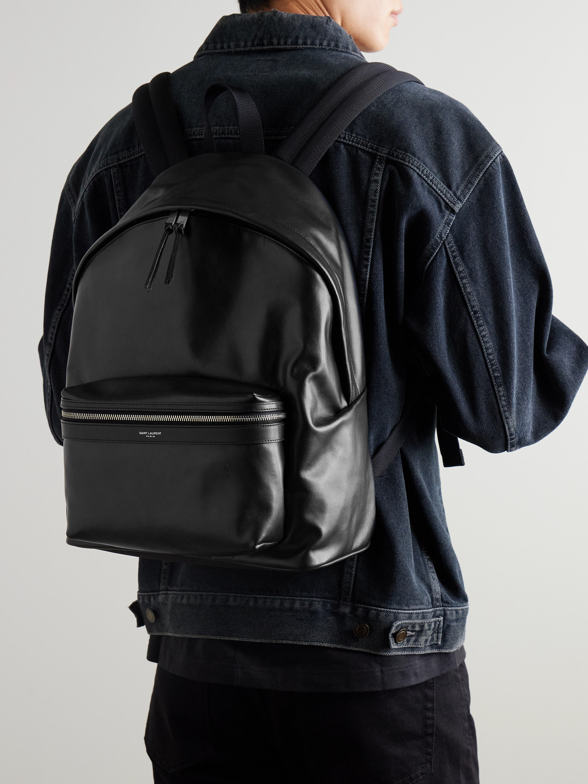 Saint Laurent City Leather Backpack In Black
