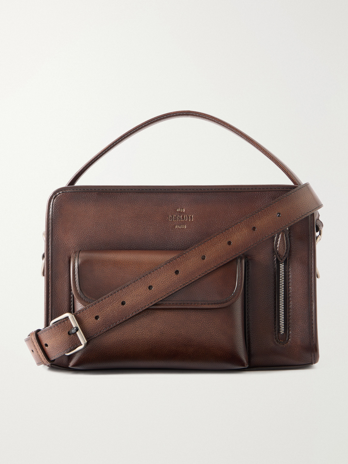 Berluti Journalier Full-grain Leather Messenger Bag In Brown