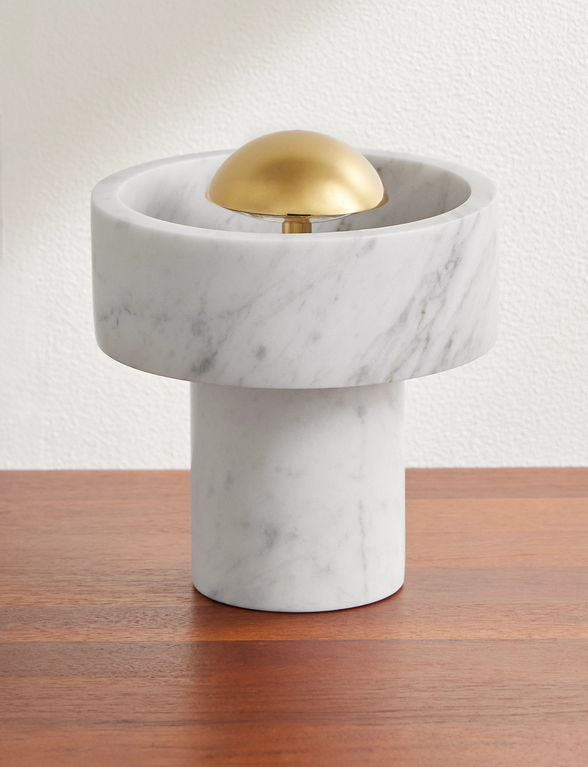 Stone Portable Marble and Gold-Tone LED Lamp
